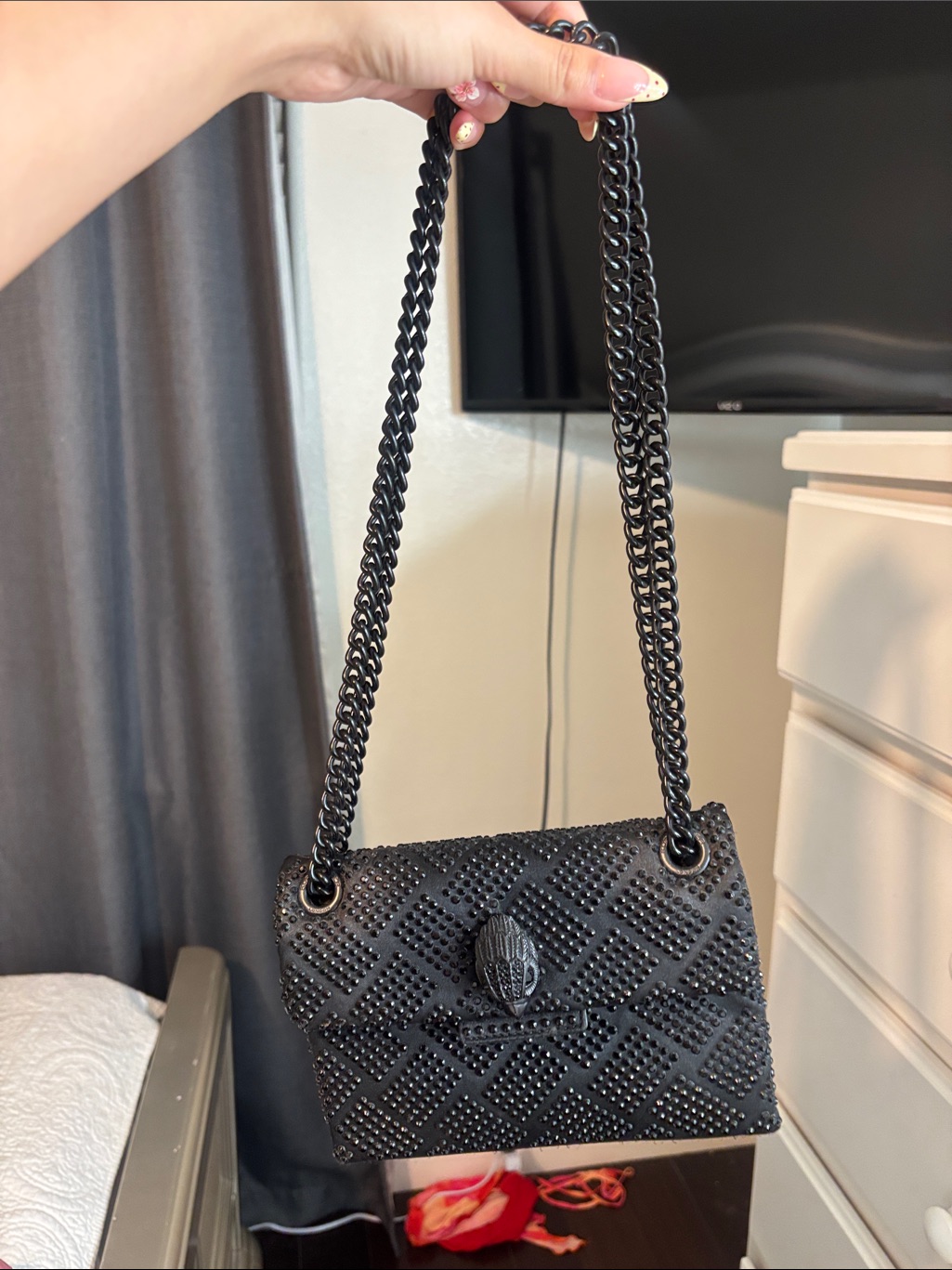 Kurt Geiger Studded Black Chain Shoulder Bag